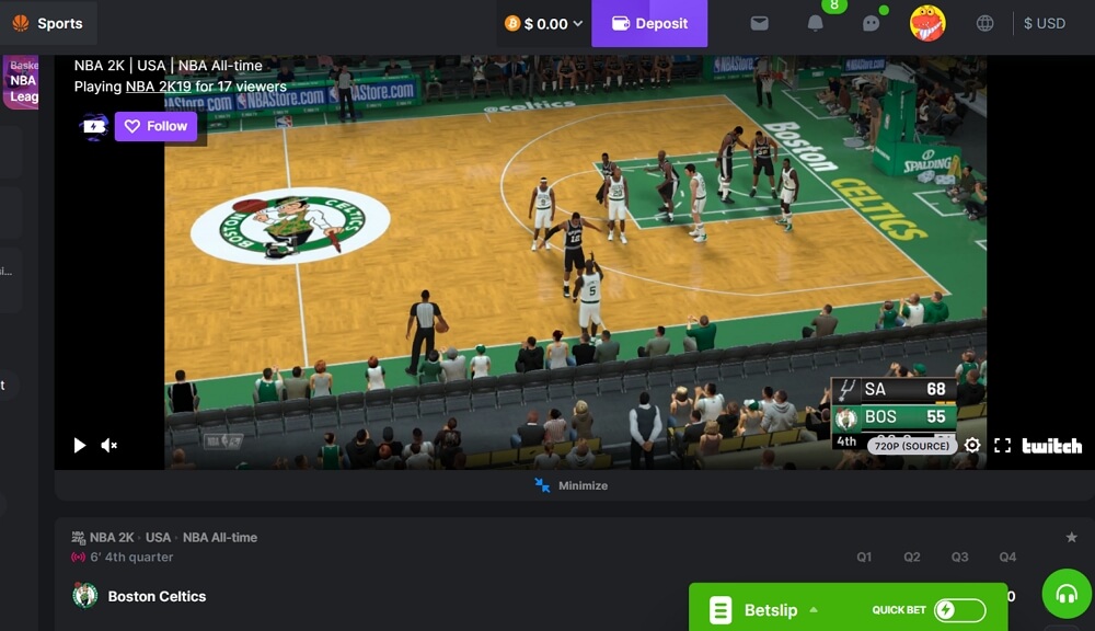 BC.Game live streams several NBA2K matches weekly