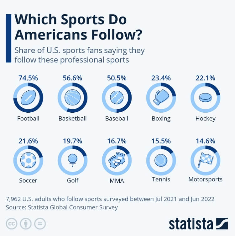 most popular sports in the us