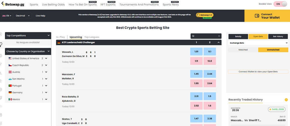 Betswap is a decentralized sports betting exchange.