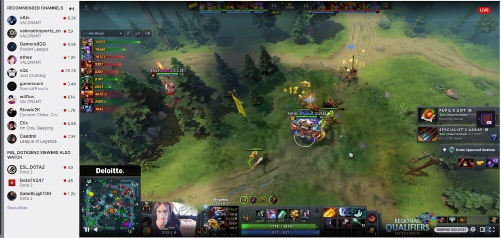 dota 2 live stream on Twitch