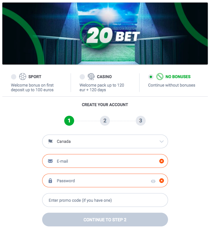 20Bet Casino Sign Up