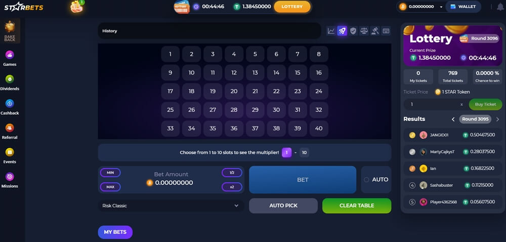 keno game interface