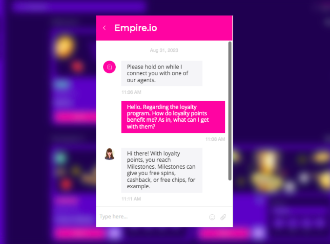 Empire.io Casino Live Chat