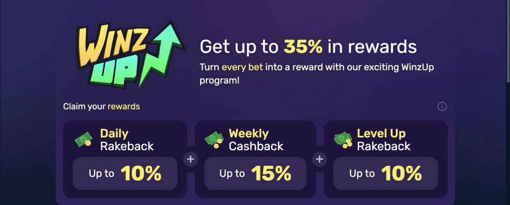 Winz Up 35% rewards