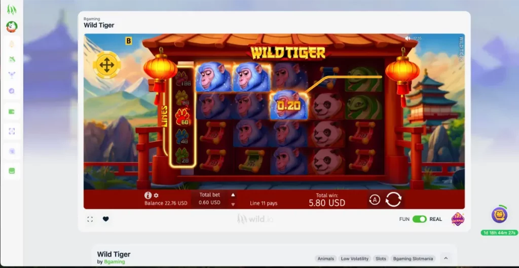 Wild Tiger by BGaming playing at Wild.io