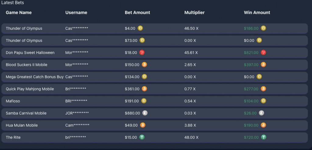betting list results cryptogames.io