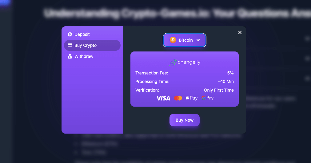 crypto-games on-site exchange
