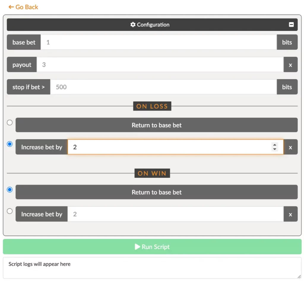 bustabit martingale backtesting