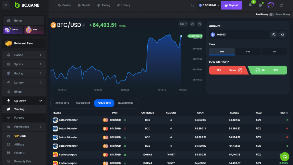 crypto trading game timeframe feature