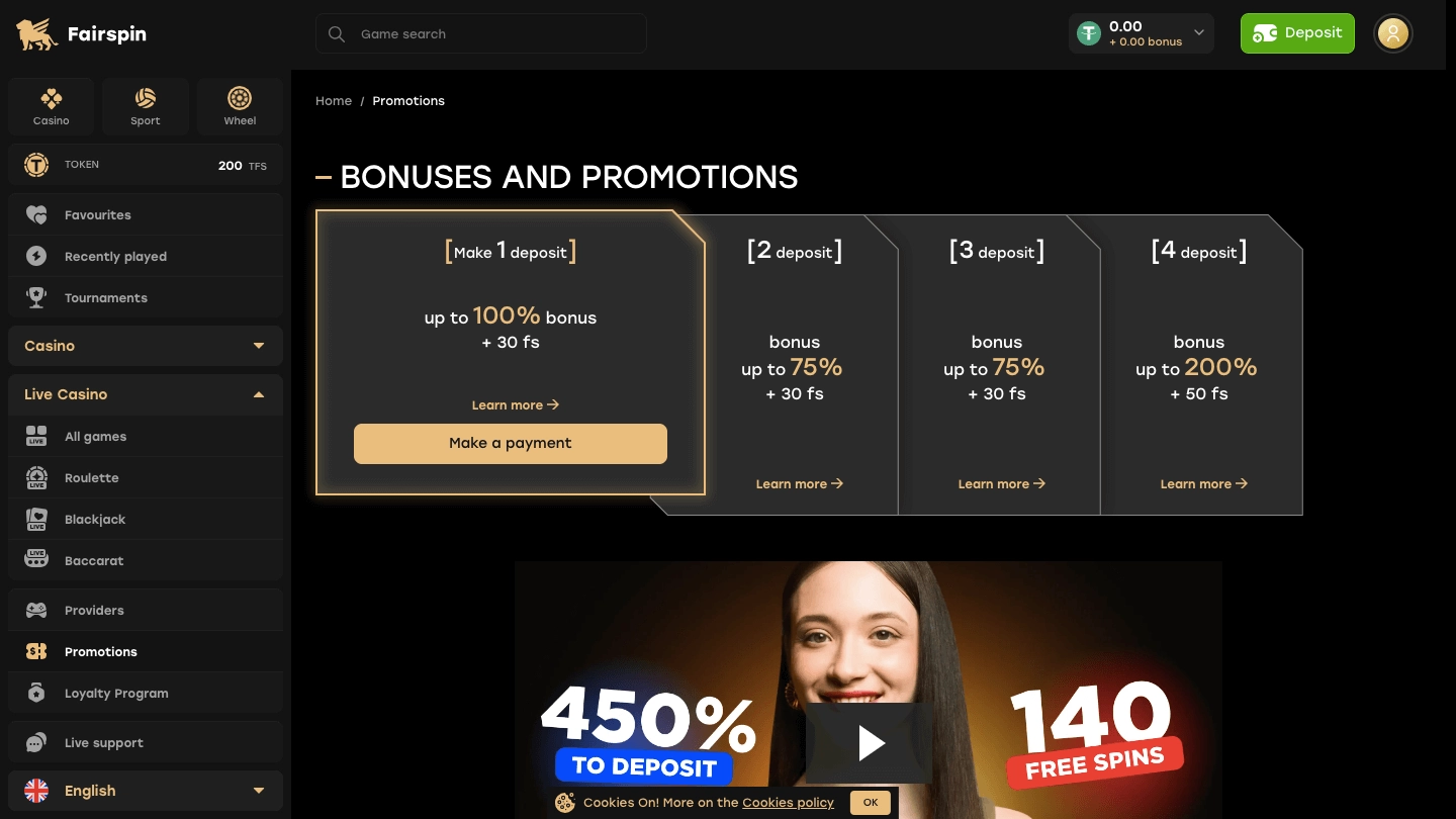 Bônus de Boas-Vindas da Fairspin