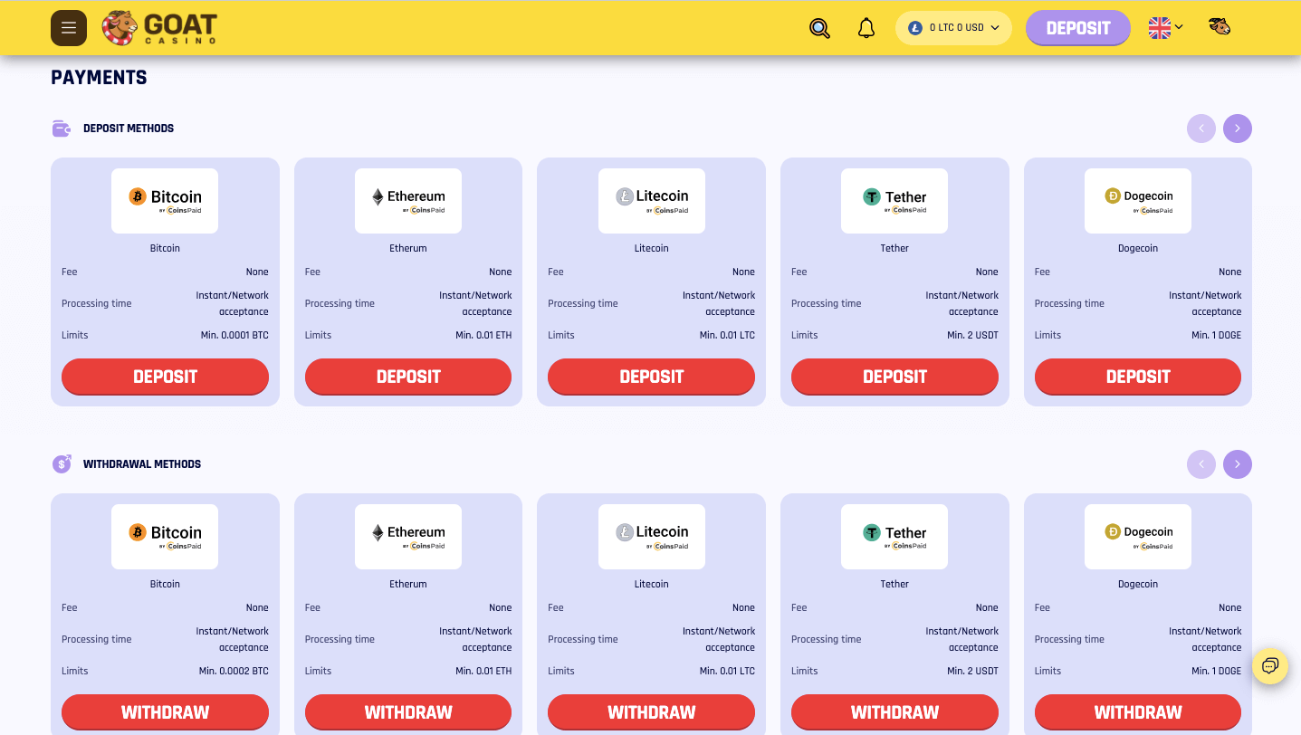 goatcasino payments