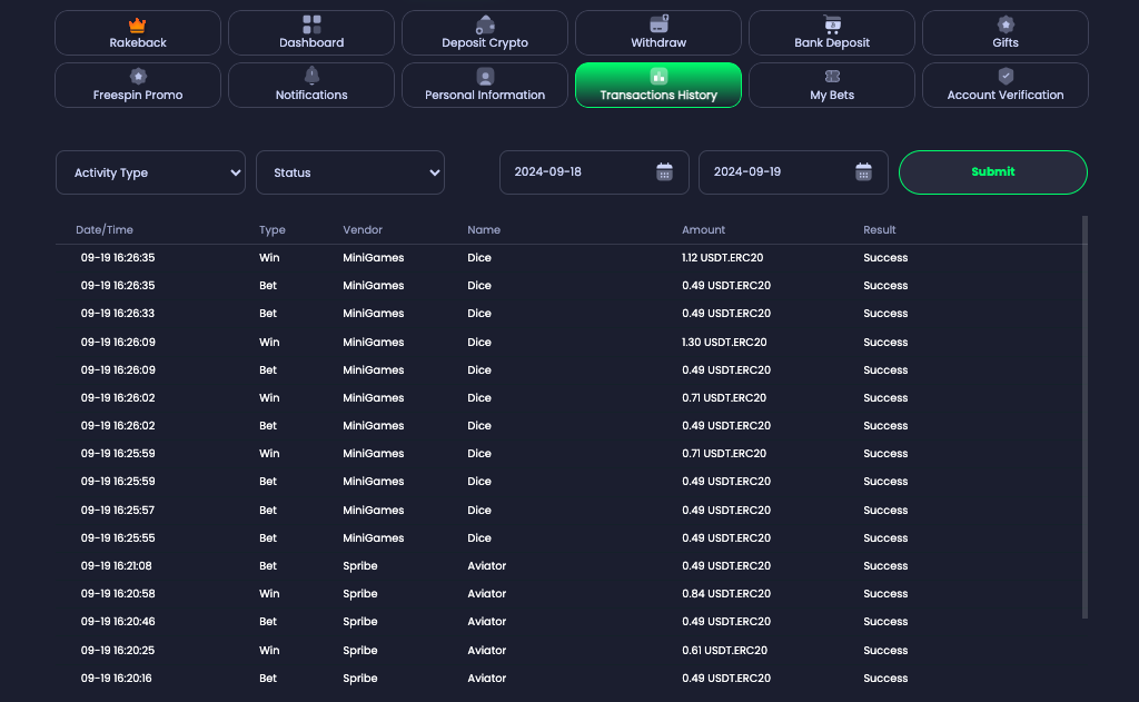 jackbit transaction history