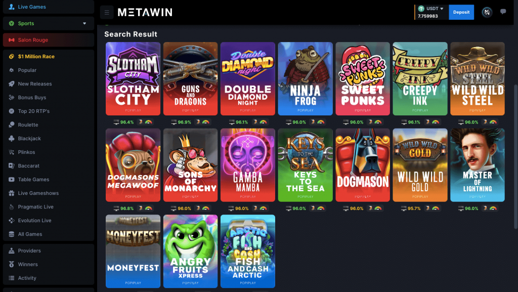 metawin popiplay slots