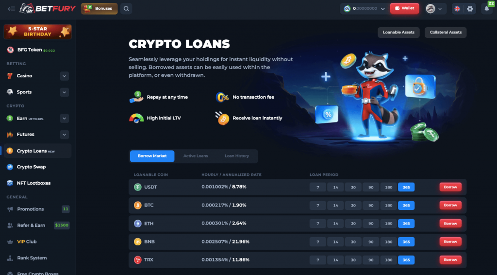 betfury crypto loans