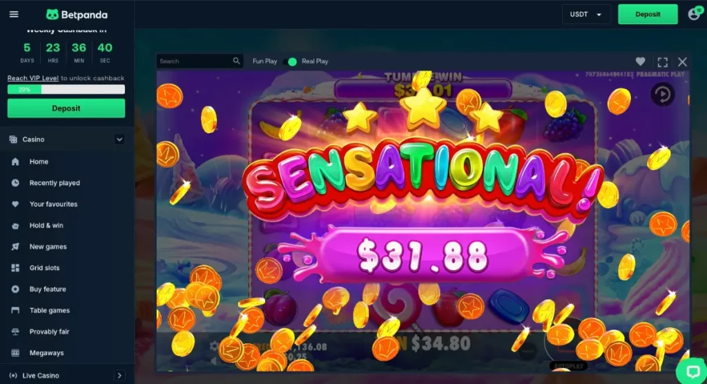 Betpanda Sweet Bonanza scatter