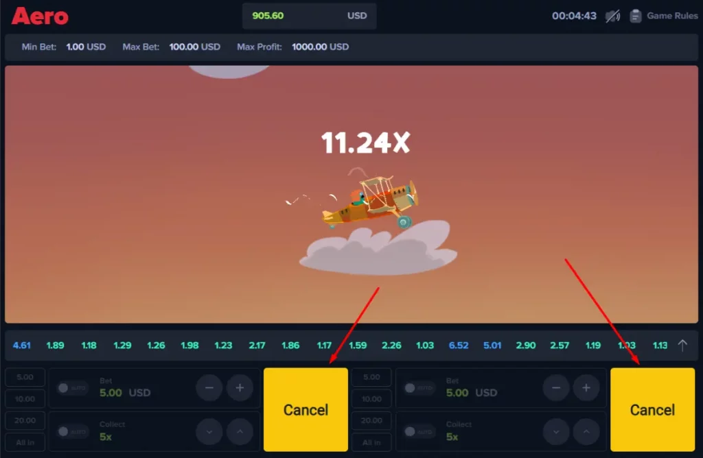aero betting interface buttons