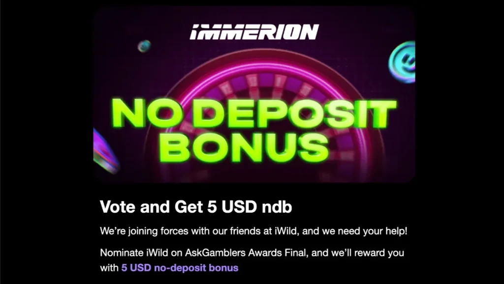 Immerion no deposit bonus