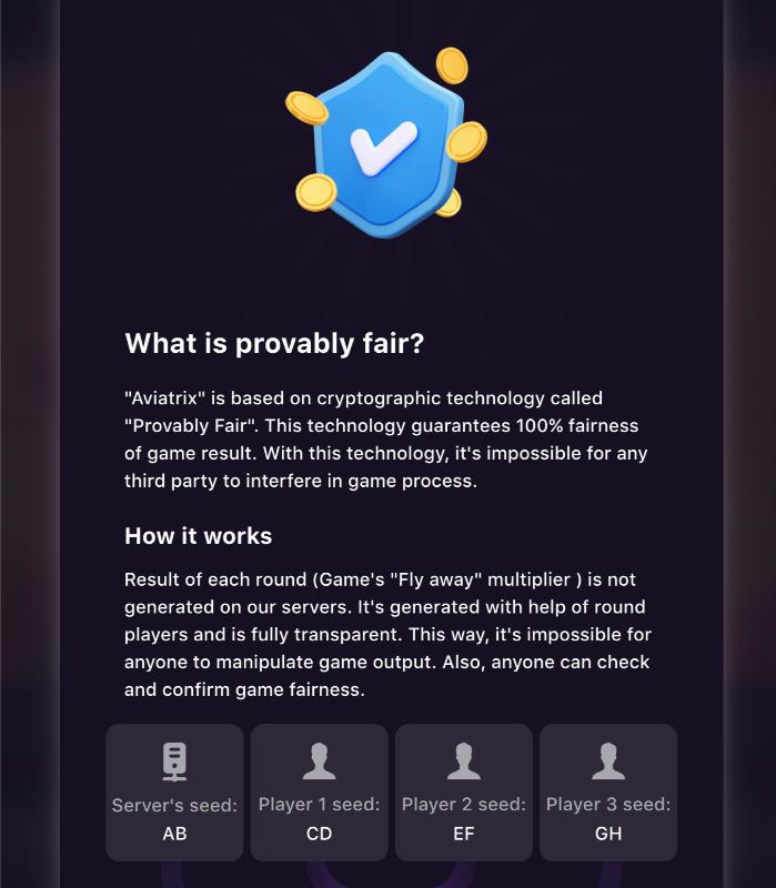 provable fairness menu