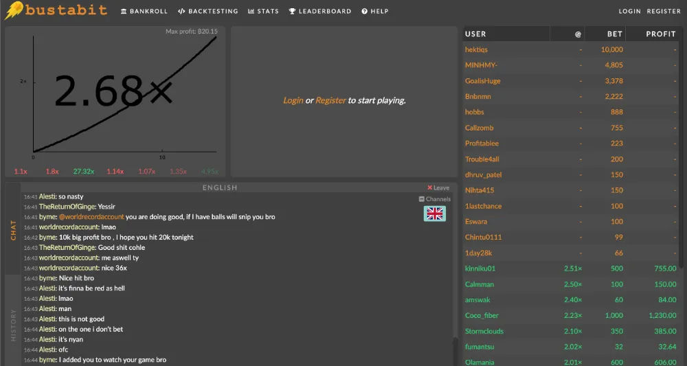 bustabit crash game