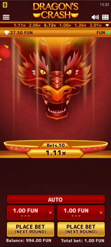 Dragon's Crash by BGaming on Mobile