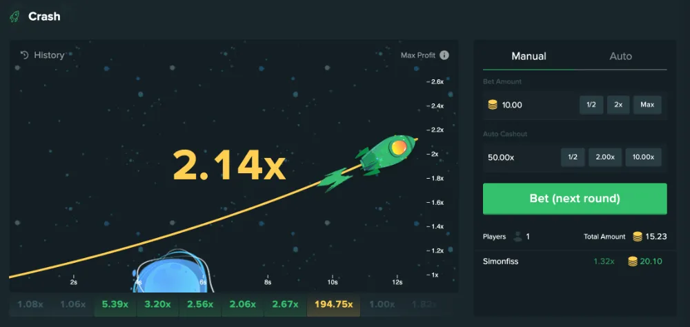 duelbits rocket crash game