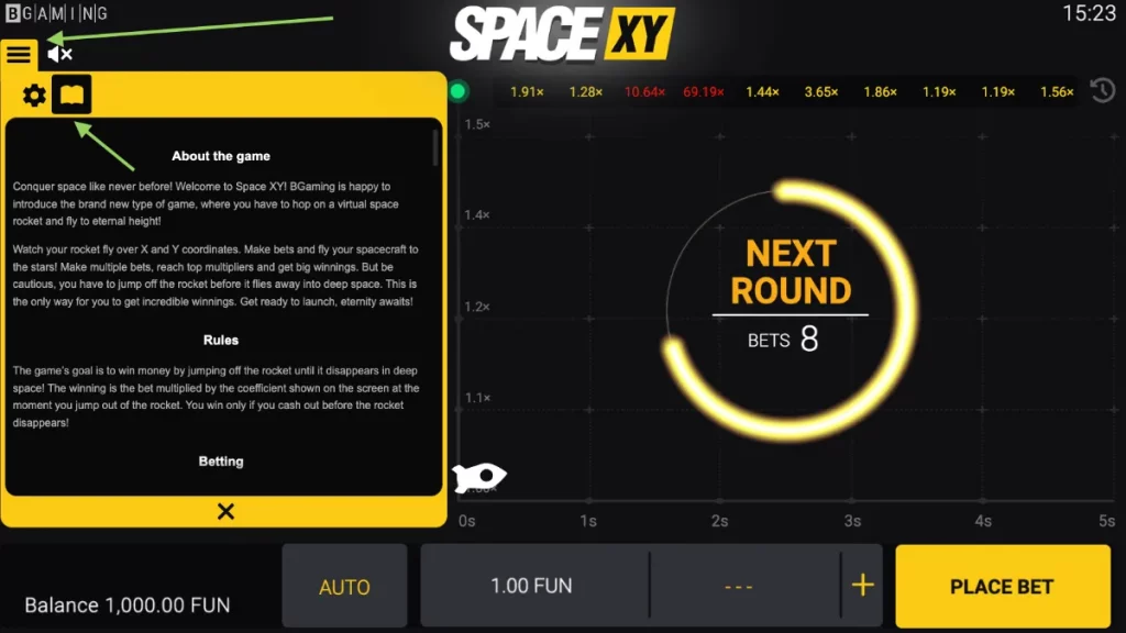 game information space xy