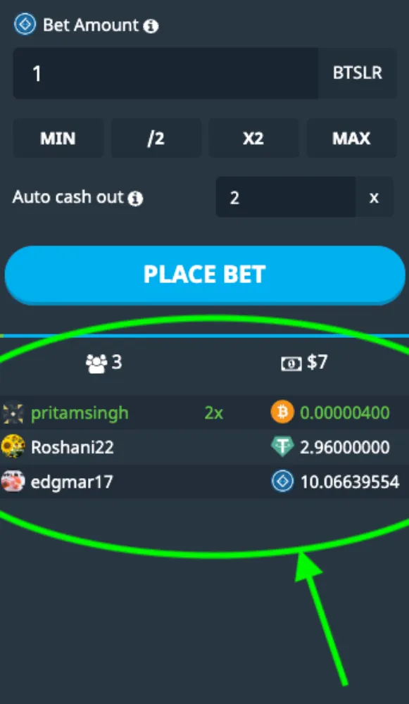live bets section