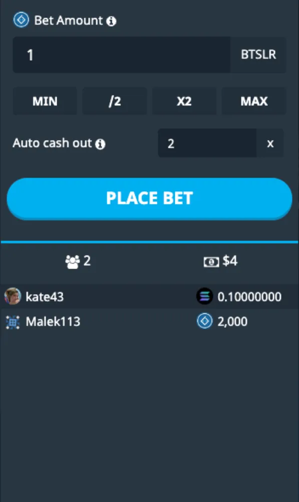 manual betting interface