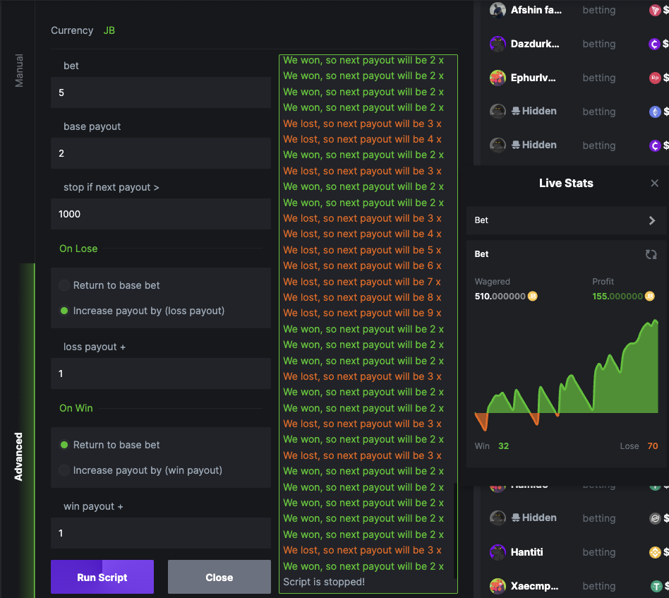 payout martingale script