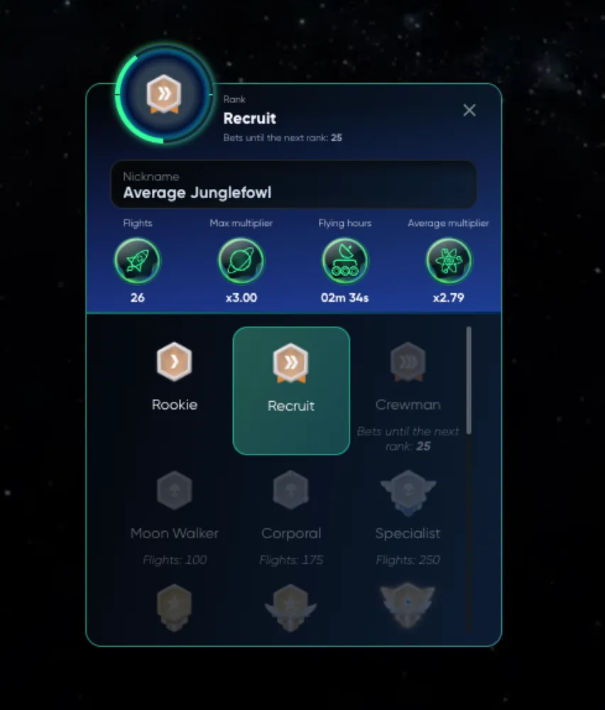 player rank menu