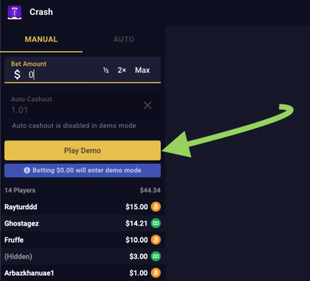 roobet crash demo mode