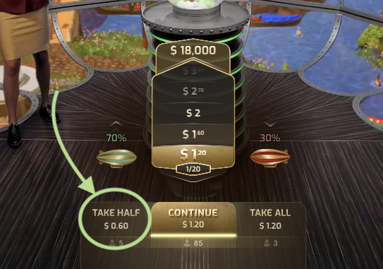 take half option in cash or crash