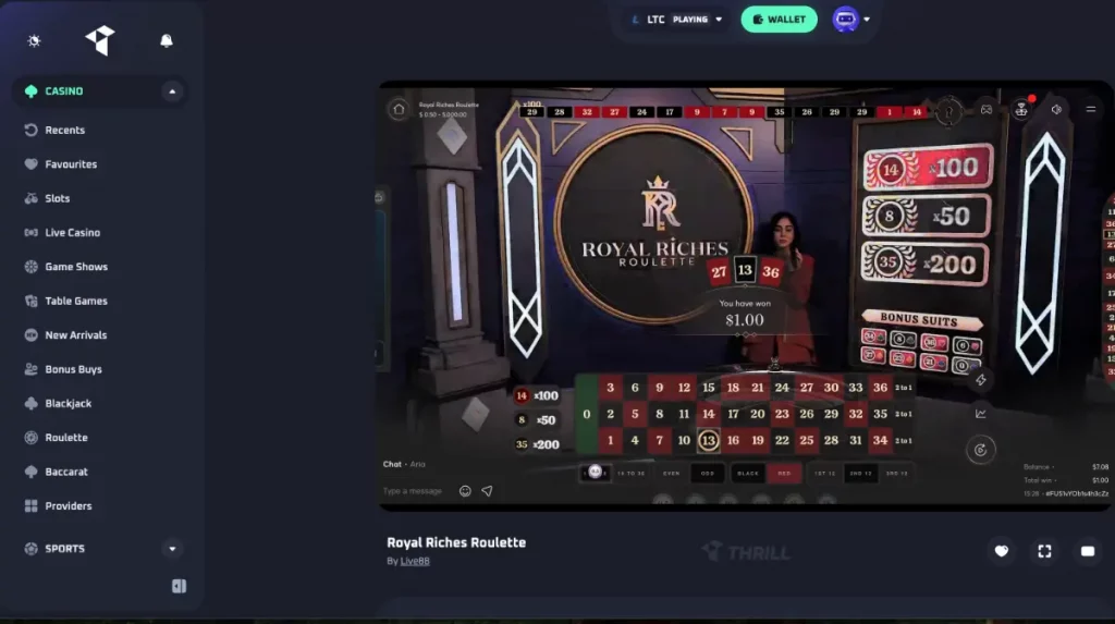 Royal Riches Roulette Thrill Casino