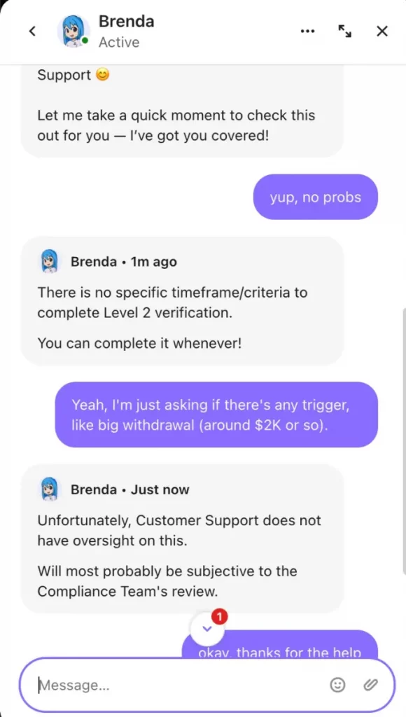 Shuffle KYC live chat