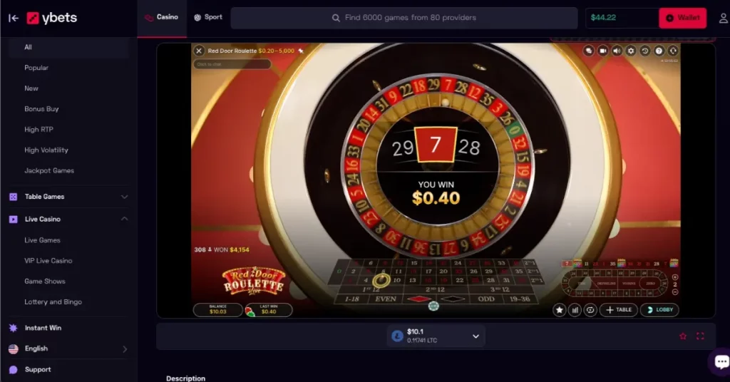 Ybets Live Roulette