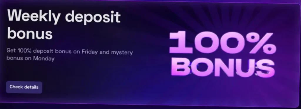 100% weekly reload bonus at Ybets
