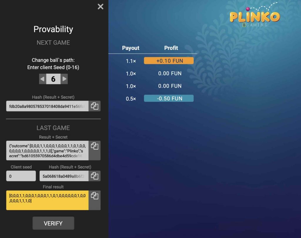 bgaming plinko provably fair