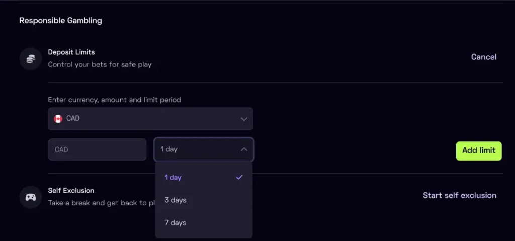 responsible gambling at immerion