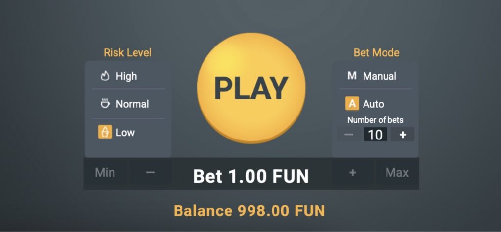 plinko xy bgaming betting interface