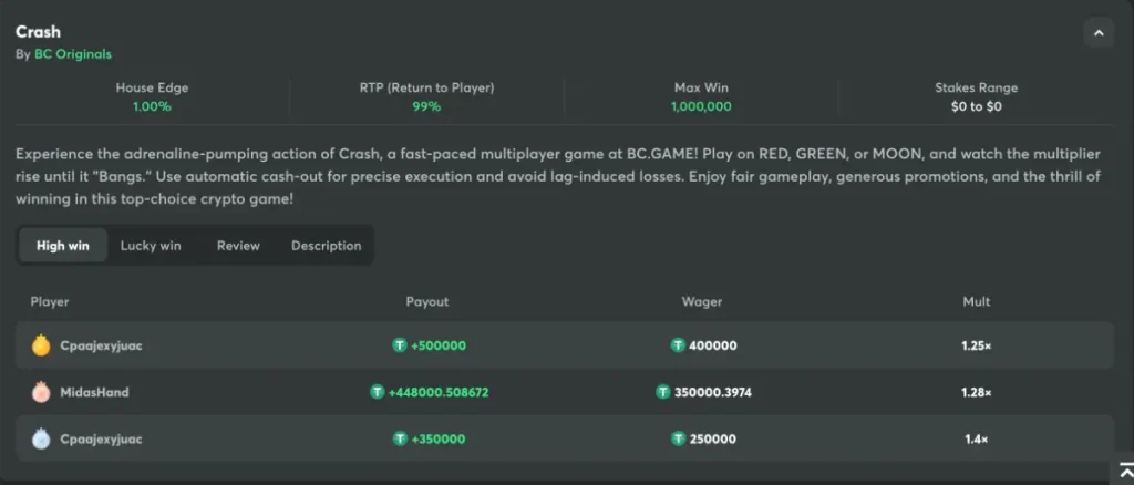 bc game crash gameplay report
