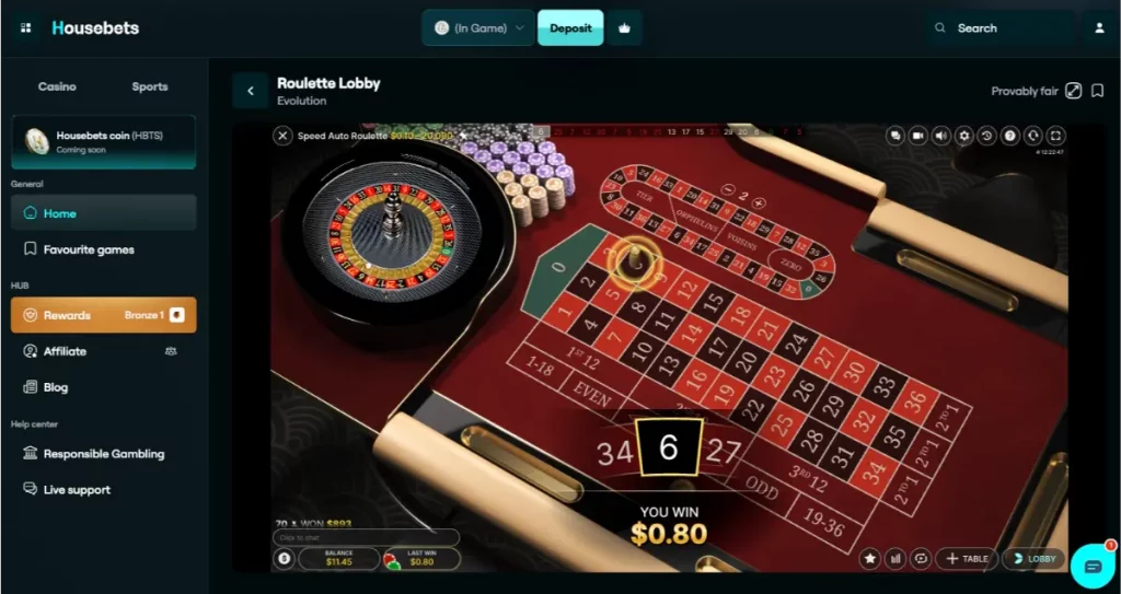 housebets live casino