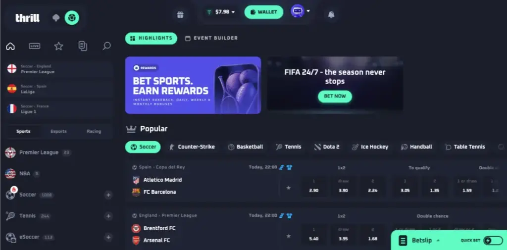 thrill sports betting site