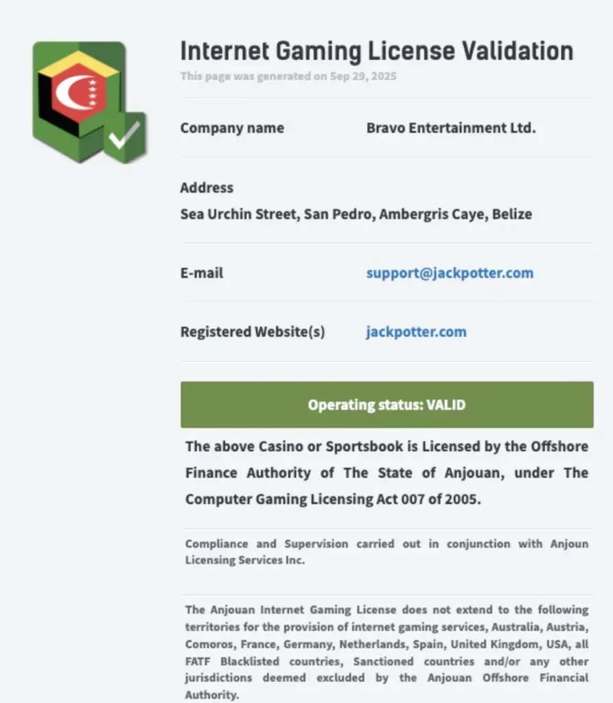 jackpotter license