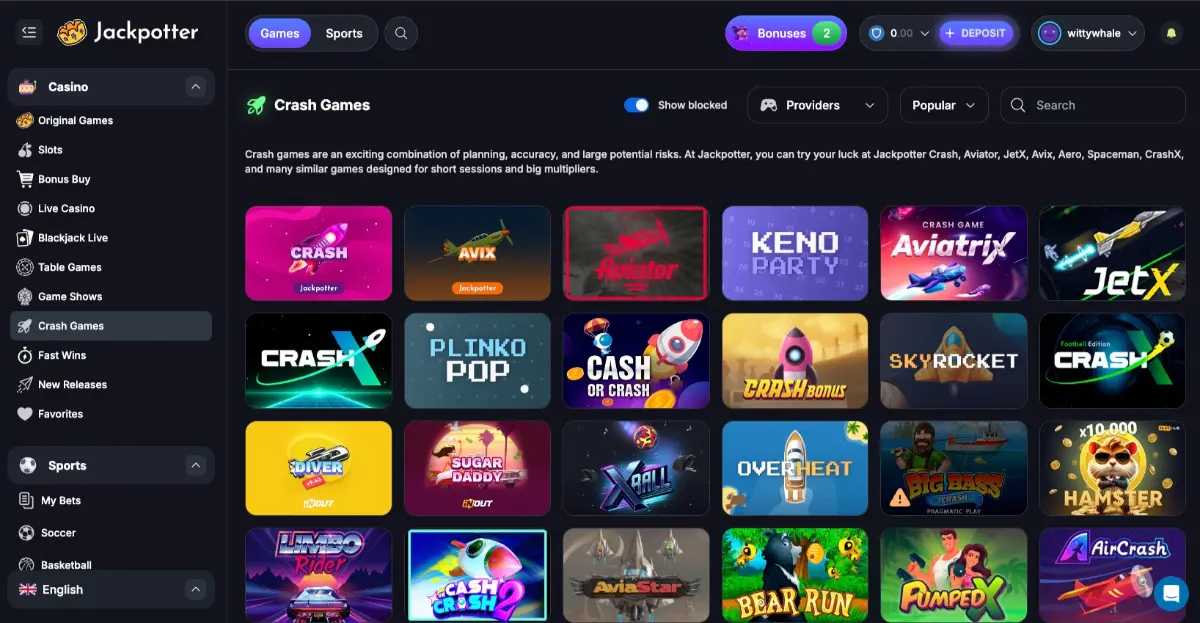 Jackpotter crash games
