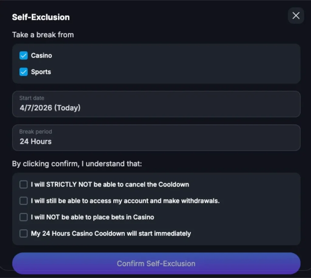 jackpotter self-exclusion