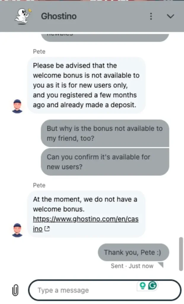 Ghostino live chat
