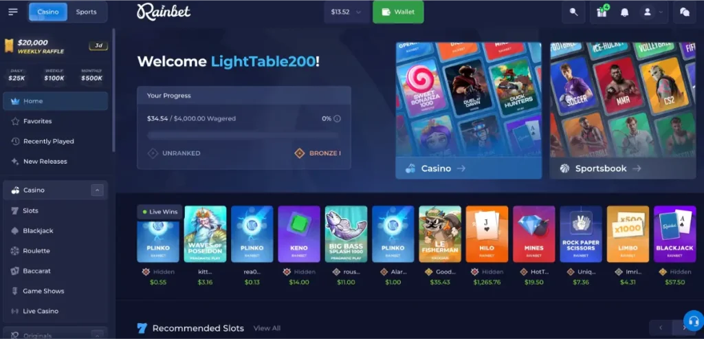 rainbet login page