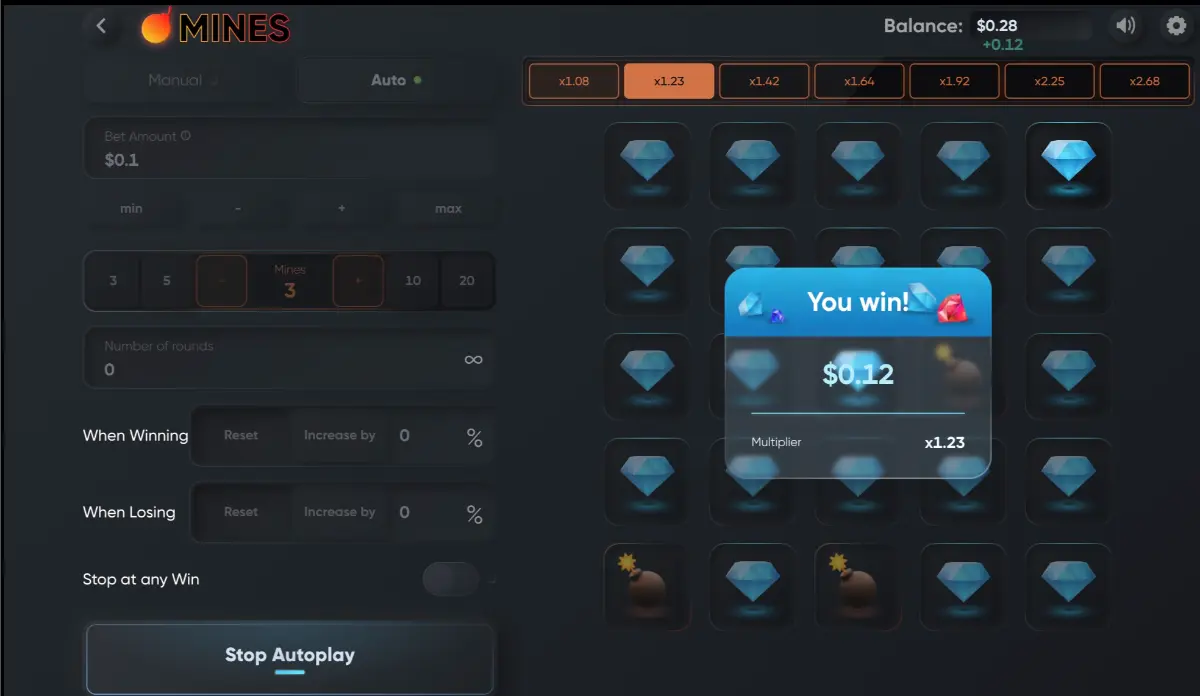 Turbo Games Mines Desktop Auto Mode