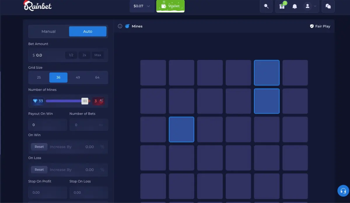 Rainbet Mines Auto Desktop