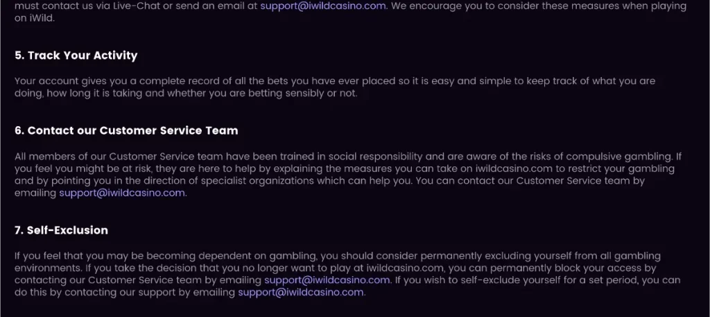 iwild responsible gambling